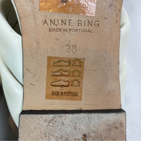 Anine Bing Eve Padded Cross Strap Ivory Leather Slide Sandals - Picture 10 of 10